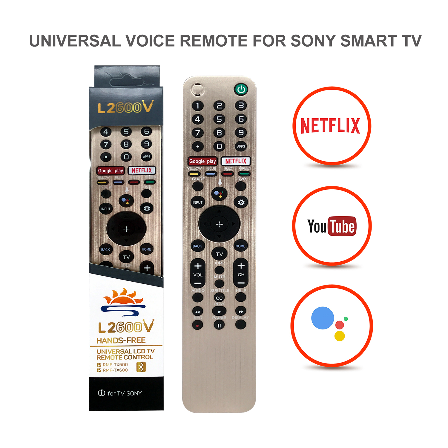 Telecomandă Smart TV pentru Sony L2600V-RMT-TX300, cu Bluetooth și comandă vocală