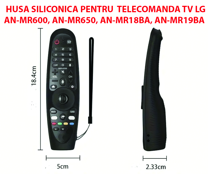 Husă din silicon pentru telecomanda LG, neagră