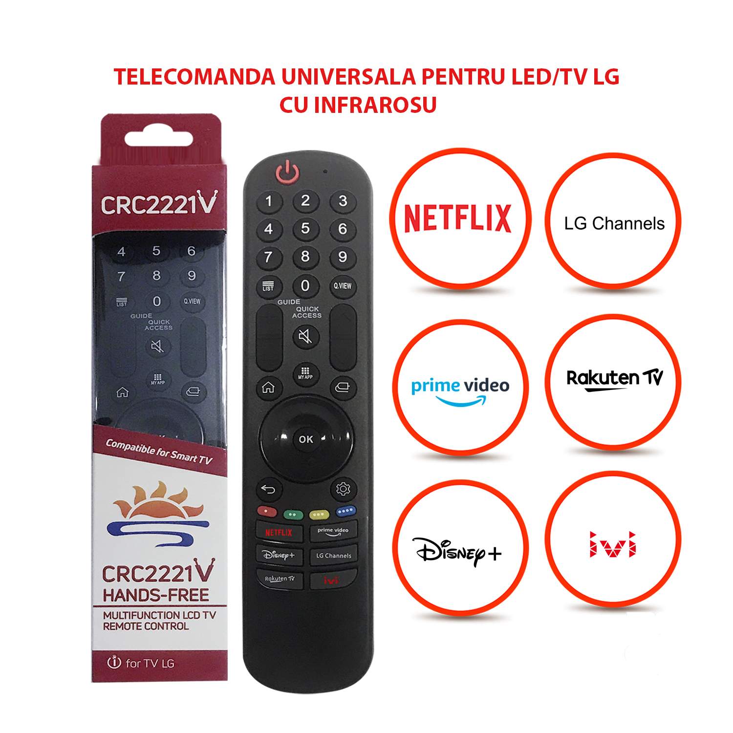 Telecomandă universală Smart TV pentru LG CRC2221V, cu Bluetooth