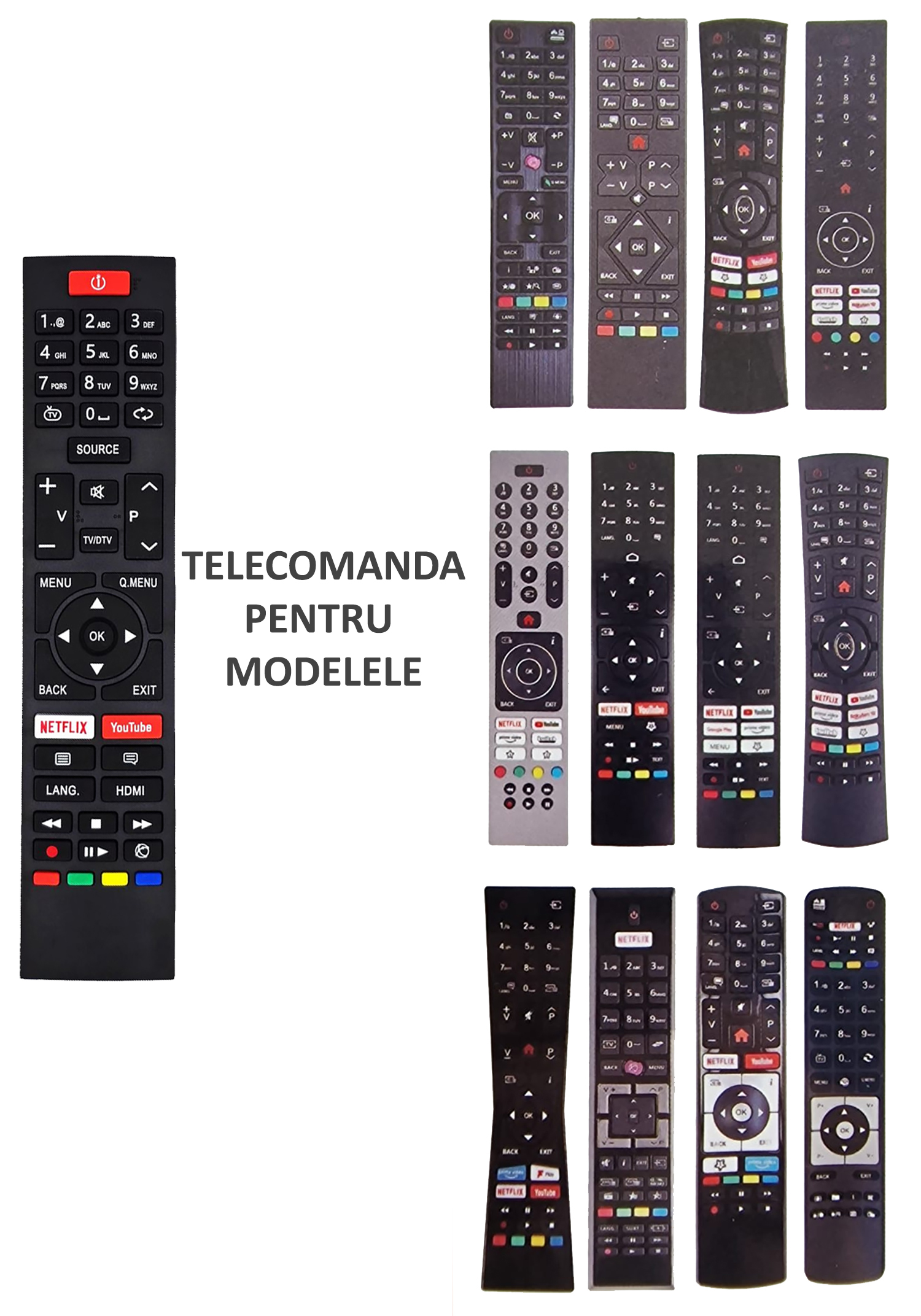 Telecomandă universală Smart TV pentru Vestel, Finlux și Horizon CRC2510V, cu Netflix